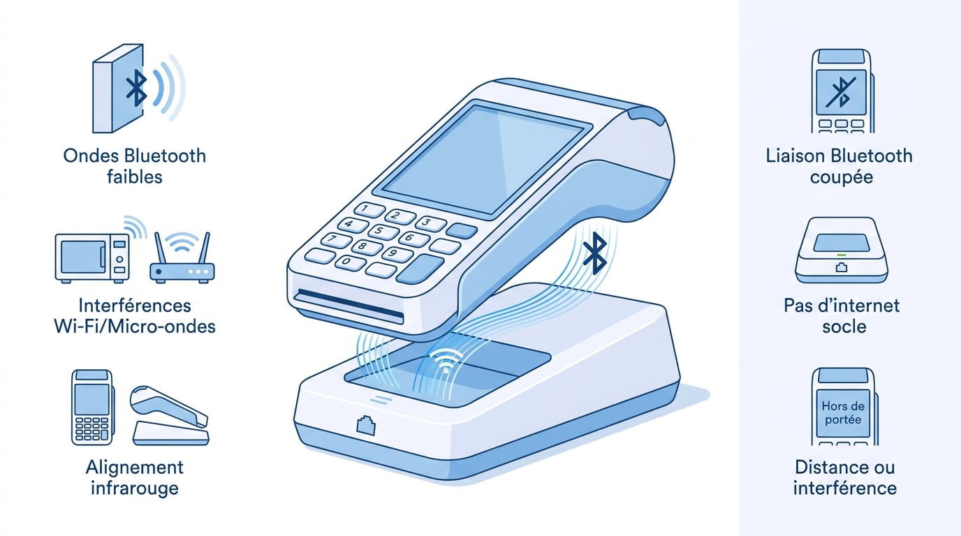 Diagnostic technique d'un terminal de paiement affichant une erreur de portée