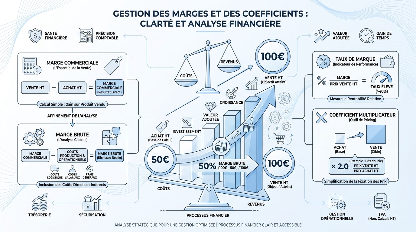 Analyse des marges commerciales et coefficients multiplicateurs pour la gestion financière