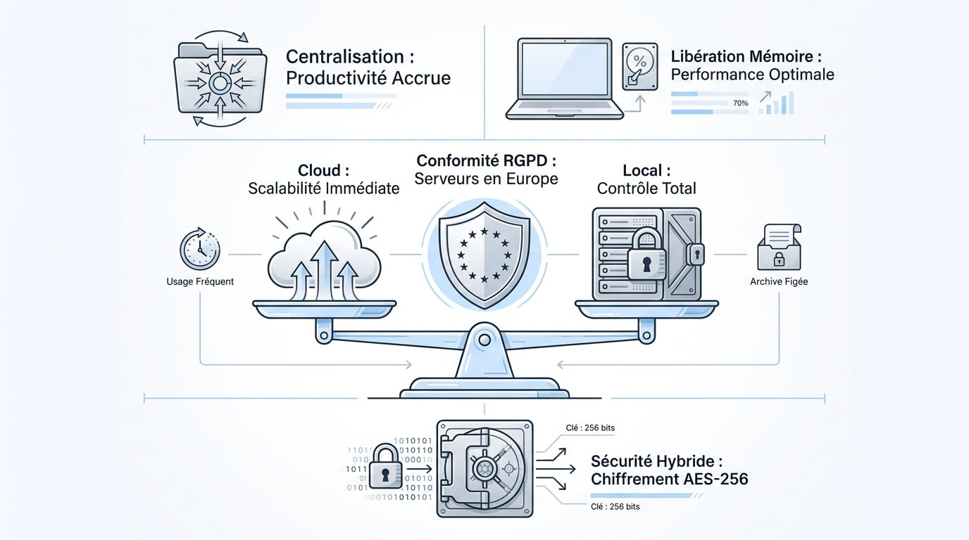 Comparaison entre stockage cloud et serveur local pour la sécurité et le RGPD