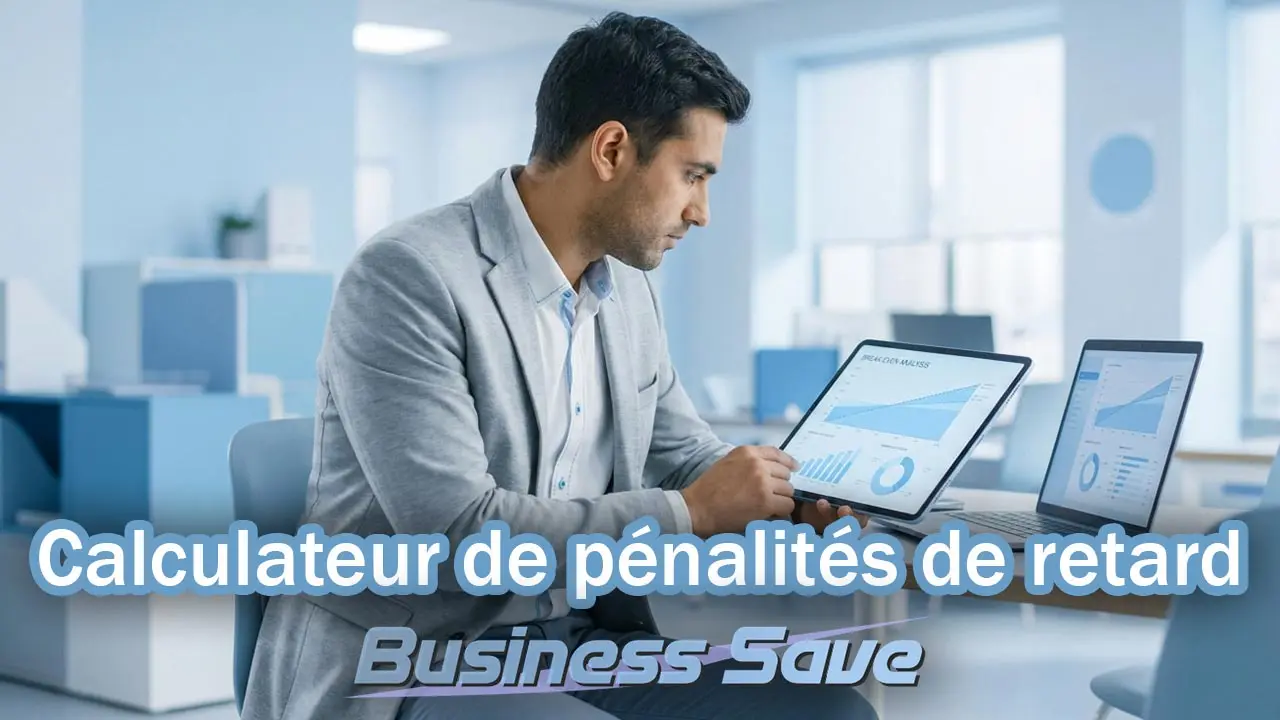 Patron utilisant la calculette gratuite de Business Save pour calculer les pénalités de retard de payement d'une autre entreprise.