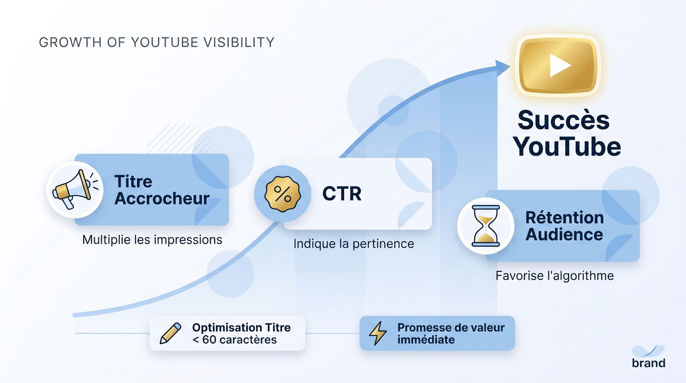 Graphique montrant la croissance de la visibilité d'une vidéo YouTube grâce à un titre optimisé