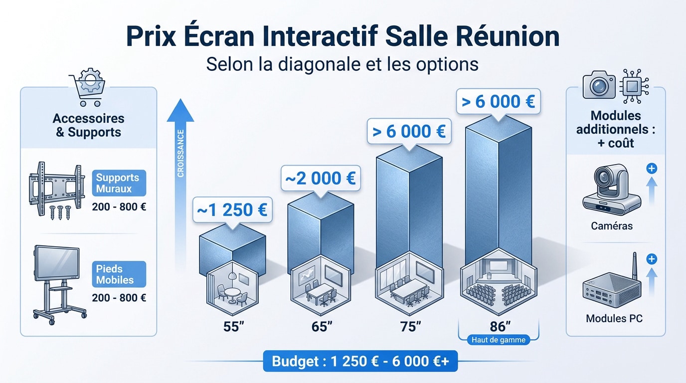 Écran interactif professionnel en salle de réunion