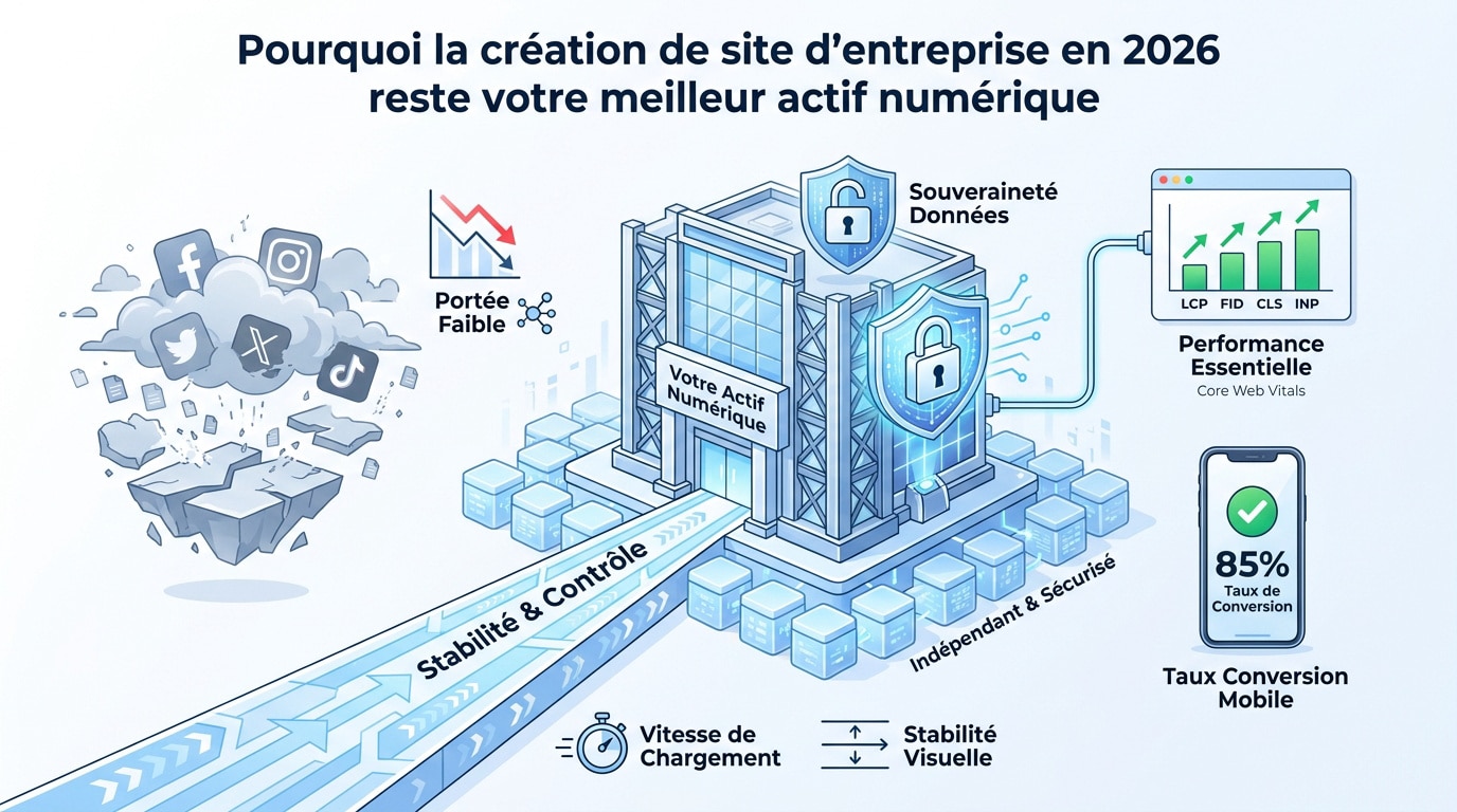 Illustration de la souveraineté numérique et de la performance web pour une entreprise en 2026