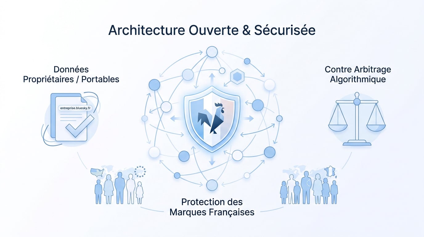 Représentation des avantages stratégiques de Bluesky pour une entreprise française en 2026